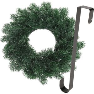 Kerstkrans 35 cm - blauwgroen - met zwarte hanger/ophanghaak - kerstversiering - Kerstkransen