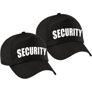 2x stuks zwarte security pet / cap voor volwassenen - Verkleedhoofddeksels