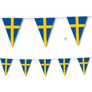Zweedse vlag slingers van 3,5 meter - Vlaggenlijnen