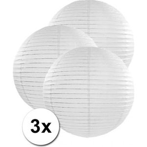 3x bolvormige bruiloft lampionnen wit van 50 cm - Feestlampionnen