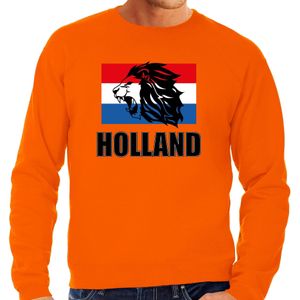 Oranje sweater / trui Holland / Nederland supporter met leeuw en vlag EK/ WK voor heren - Feesttruien