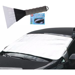 Auto anti bevriezing/vorst deken 85 x 180 cm met ijskrabber zwart 13cm - Auto-accessoires