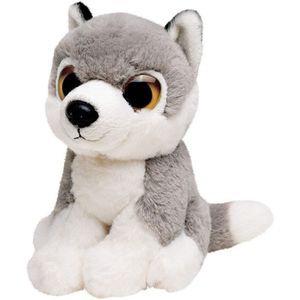 Pluche Grijze Wolf Knuffel 13 cm - Wolven Wilde Dieren Knuffels - Speelgoed Voor Kinderen