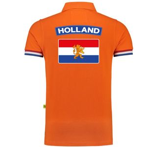 Luxe Holland supporter poloshirt met Nederlandse vlag 200 grams EK / WK voor heren - Feestshirts