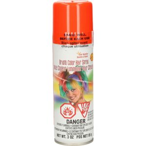 Haarverf/haarspray - neon oranje - spuitbus - 125 ml - Carnaval - Verkleedhaarkleuring