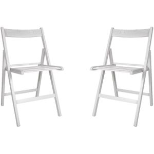 Set van 4x stuks witte houten klapstoelen voor binnen en buiten - Klapstoelen