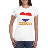 T-shirt wit Nederland vlag in hart wit dames - Feestshirts