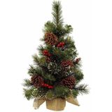 2x stuks kunstboom/kunst kerstboom met kerstversiering 60 cm - Kunstkerstboom