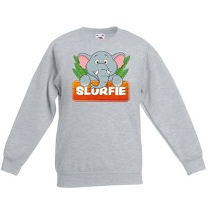 Dieren trui grijs met Slurfie de olifant voor kinderen - Sweaters kinderen