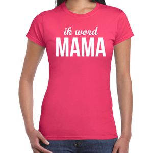 Ik word mama t-shirt fuchsia roze voor dames - Cadeau aanstaande moeder/ zwanger - Feestshirts