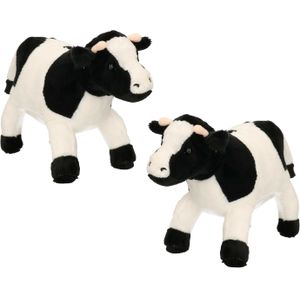 Set van 2x Stuks Pluche Knuffel Dieren Koeien van 23 cm - Speelgoed Boerderij Knuffels