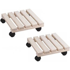 Set van 2x stuks planten trolleys / multirollers 30 x 30 cm - Planten onderzetter