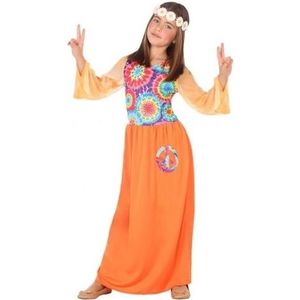 Carnaval/feest hippie verkleedoutfit oranje voor meisjes - Carnavalskostuums