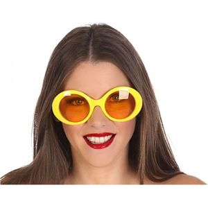 Grote gele ronde verkleed zonnebril - Verkleedbrillen