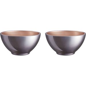 Luminarc Kommetjes/soepkommen/schaaltjes voor dessert/ontbijt - 2x - Glas - D13 x 6 cm - lila paars