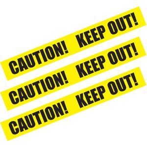 Markeerlint/afzetlint - 3x - Caution! Keep out! - 6m - geel/zwart - kunststof - Markeerlinten