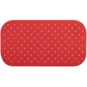 MSV Douche/bad anti-slip mat badkamer - rubber - rood - 36 x 65 cm - met zuignappen