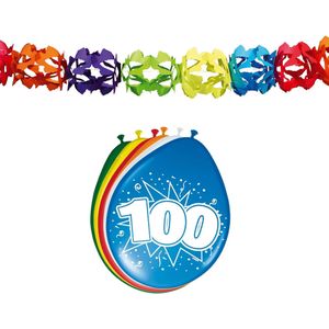 Folat Party 100e jaar verjaardag feestversiering set - Ballonnen en slingers - Feestpakketten