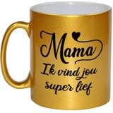 Mama ik vind jou super lief cadeau koffiemok / theebeker goud - Cadeau mok / Moederdag