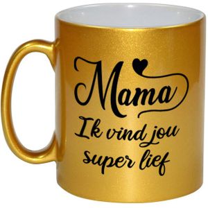 Mama ik vind jou super lief cadeau koffiemok / theebeker goud - Cadeau mok / Moederdag