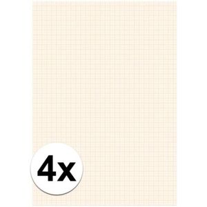 4x Papier blok 1 millimeter geruit - Hobbypapier
