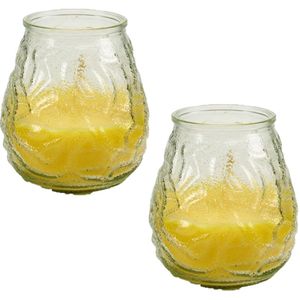 Geurkaars citronella - 2 x - in windlicht - glas - 10 cm - citrusgeur
