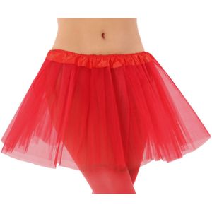 Dames verkleed rokje/tutu  - tule stof met elastiek - rood - one size - Carnavalskostuums
