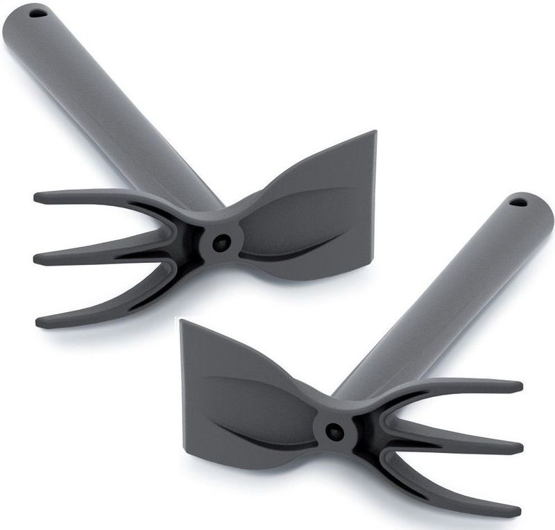Set van 2x stuks zwarte kunststof hark/schoffel 29 cm - Tuingereedschap/moestuin/kruidentuin accessoires