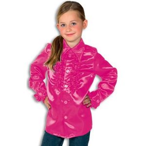 Satijnen blouse roze Rouches blouse roze voor jongens - Carnavalsblouses