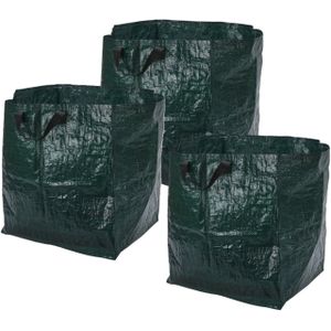 Progarden Tuinafvalzak - 3x - opvouwbaar - groen - 75 liter - bladeren opruimen
