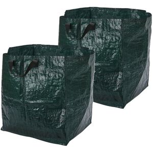 Progarden Tuinafvalzak - 2x - opvouwbaar - groen - 75 liter - bladeren opruimen