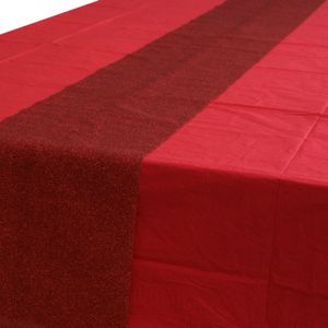 Rood Tafelkleed 274 X 137 cm met Rode Tafelloper met Glitters Voor de Kersttafel - Kerstdecoratie