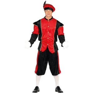 Pieten verkleed kostuum zwart/rood voor heren - Carnavalskostuums