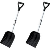 2x stuks compacte sneeuwscheppen / sneeuwschuivers zwart telescopische steel 80 - 100 cm - Sneeuwschuivers