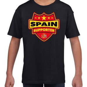 Spanje / Spain schild supporter  t-shirt zwart voor kinderen - Feestshirts