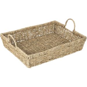 HI dienblad - zeegras - 48 x 36 x 11 cm - beige - serveertray - Hoge opstaande rand - Dienbladen
