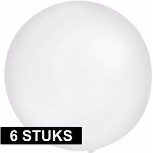 6x ronde witte ballonnen van 60 cm groot - Ballonnen