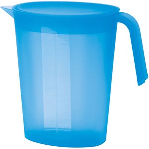 Maatbeker met deksel - blauw - 1,75 liter - kunststof - L22 x H20 cm - Maatbekers