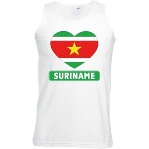 Tanktop wit Suriname vlag in hart wit heren - Feestshirts