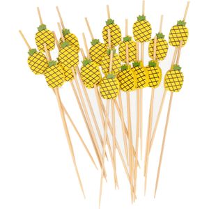 Cocktail/tapas prikkers - ananas - 20x stuks - bamboo - 12 cm - Cocktailprikkers