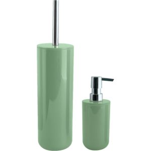 MSV Toiletborstel in houder 38 cm/zeeppompje 260 ml set Moods - kunststof - groen