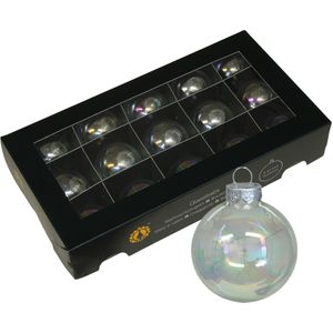 Kerstballen - 15x stuks - transparant parelmoer - glas - 4 cm - Kerstbal