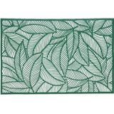 6x Groene placemats met bladeren print 30 x 45 cm bohemian/modern chique/urban garden woonstijl - Placemats