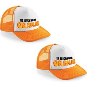 4x stuks oranje/ wit Ik juich voor oranje snapback cap/ truckers pet dames en heren - Koningsdag/ek/ - Verkleedhoofddeksels