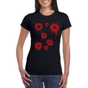 Schotwonden t-shirt zwart dames - Carnavalskostuums