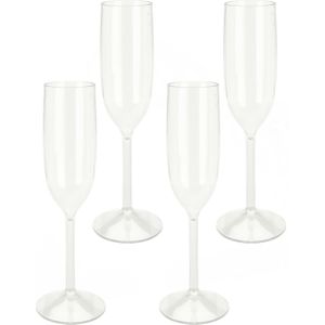 Prosecco/Champagneglazen - 4x - transparant - kunststof - 165 ml - Champagneglazen
