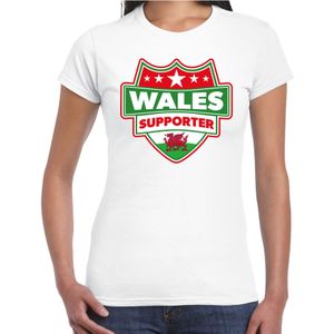 Welsh / Wales schild supporter t-shirt wit voor dames - Feestshirts