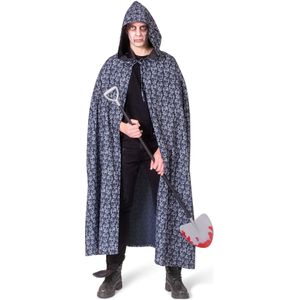 Funny Fashion Halloween verkleed cape met kap - schedels print - Carnaval kostuum/kleding - Carnavalskostuums