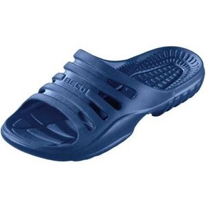 Bad/sauna slippers met voetbed navy blauw heren - Badslippers