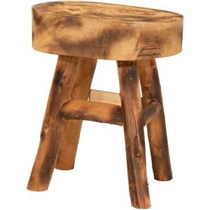 Mega Collections Zit krukje/bijzet stoel - hout - lichtbruin - D29 x H35 cm - Voor kinderen